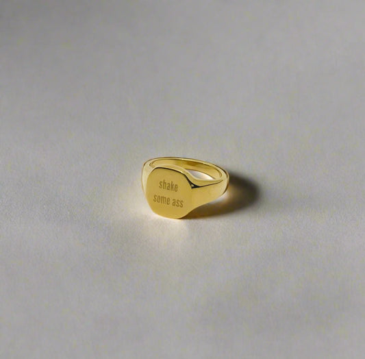 Shake Some Ass Ring – Gold Statement Ring in Fixed Sizes