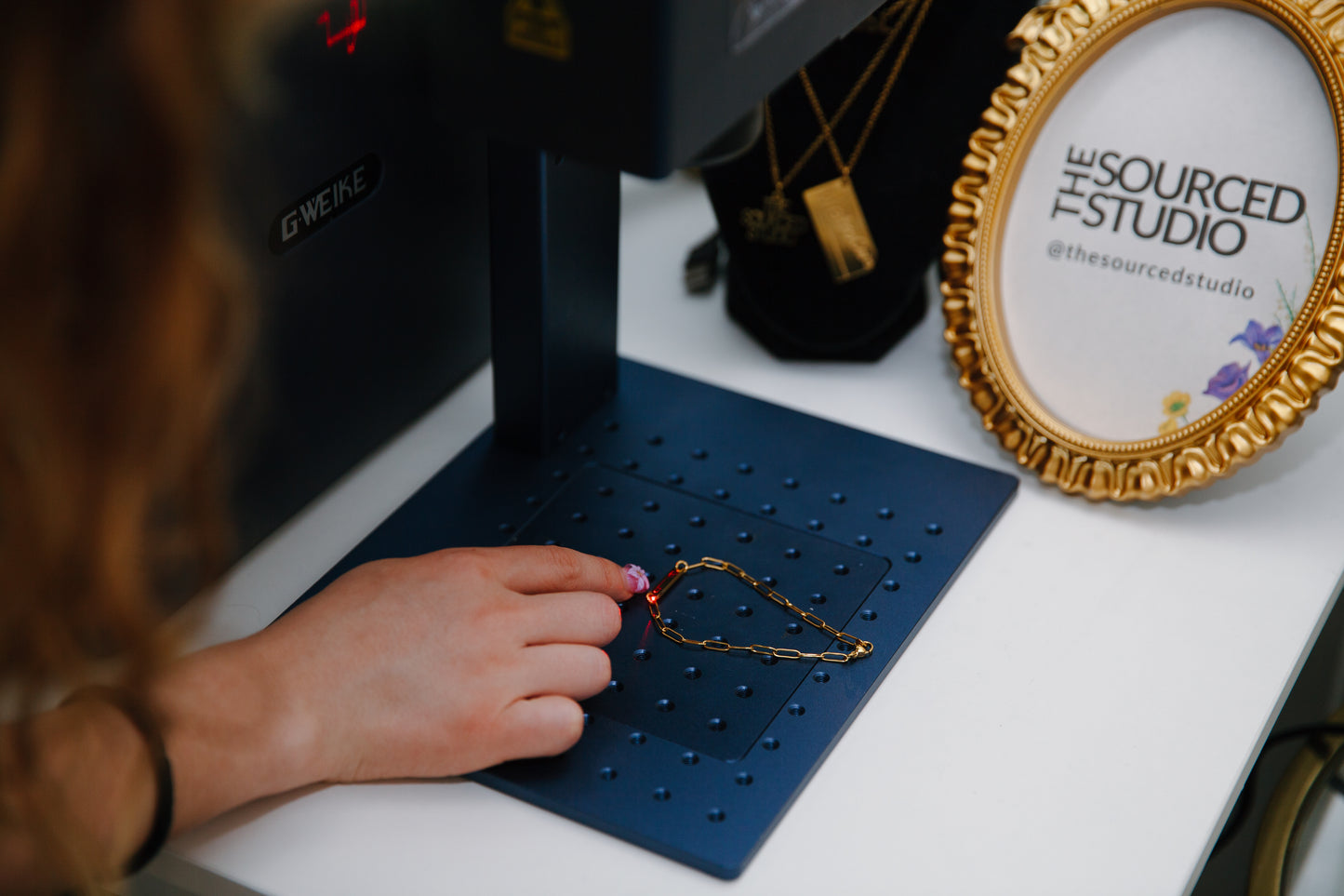 engraving on site with machine the sourced studio
