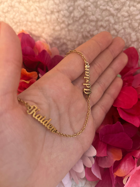 Custom Two Name Necklace – Gold or Silver Personalized Name Chain