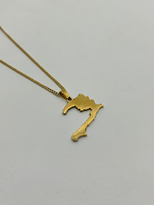 Haiti Map Necklace – Engravable Gold Stainless Steel Heritage Jewelry