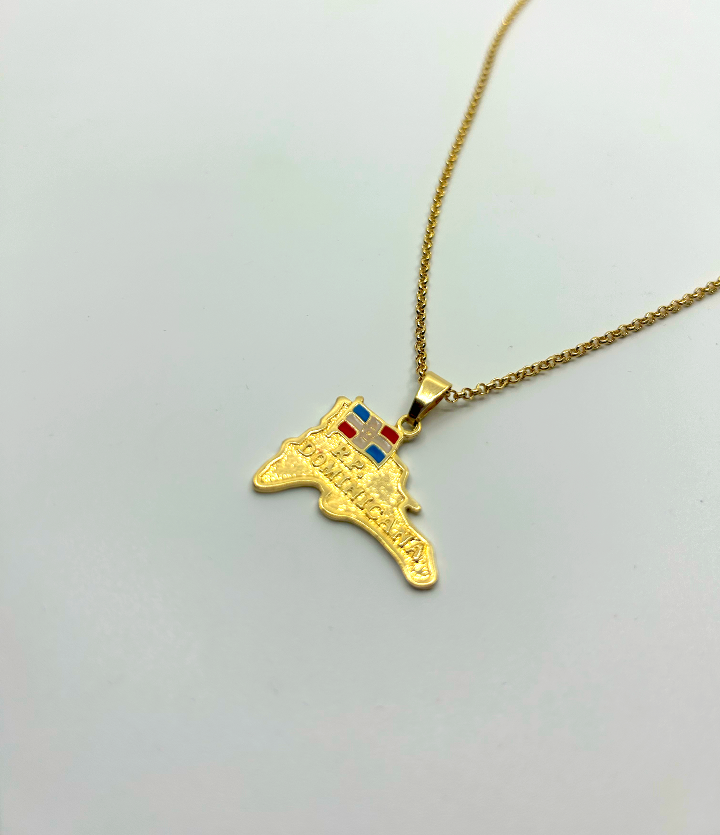 Layered Caribbean jewelry – waterproof DR map necklace