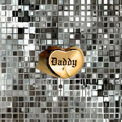 Daddy Engraved Ring – Gold Stainless Steel Statement Ring