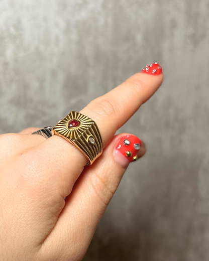 Square Heart Ring – 18K Gold Plated Heart Signet Ring