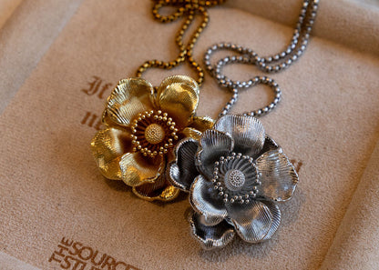 Bayahíbe Rose Bolo Tie Necklace | Gold or Silver Flower Pendant