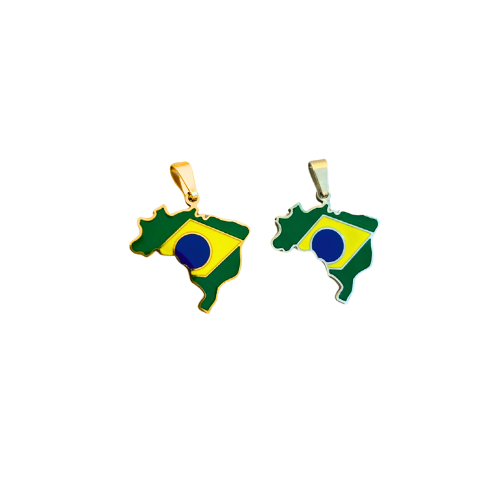 Brazil Charm, Gold or Silver - Add to Custom Necklace or Bracelet