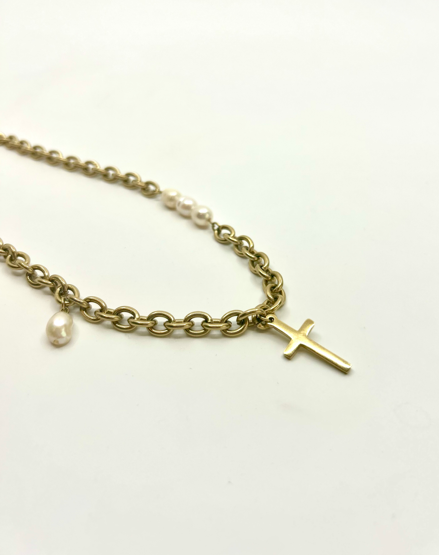 Mixed Perlita Cross Necklace