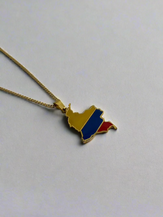 Colombia Map Charm Necklace