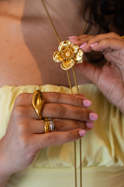Bayahíbe Rose Bolo Tie Necklace | Gold or Silver Flower Pendant