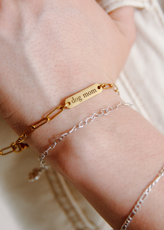 dog mom bracelet  gold gift cat mom gift, engraving for pets