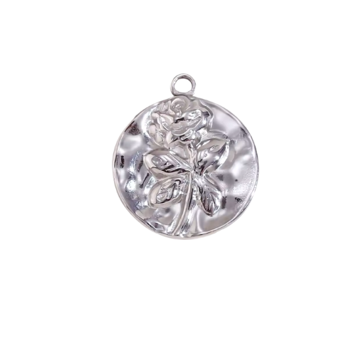 Stamped Flower Charm, Silver - Add to Custom Necklace or Bracelet