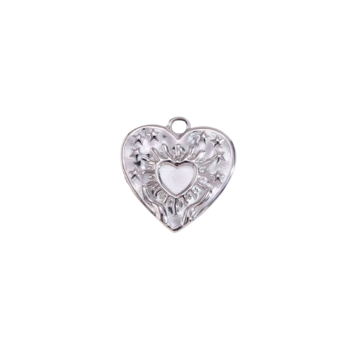 Heart Charm, Silver - Add to Custom Necklace or Bracelet