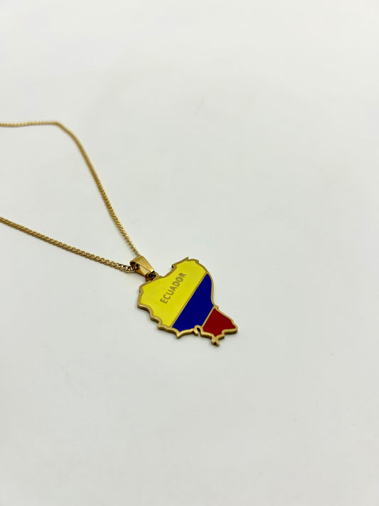 Ecuador Map Charm Necklace