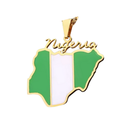 Nigeria Charm, Gold - Add to Custom Necklace or Bracelet