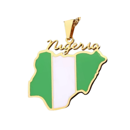Nigeria Charm, Gold - Add to Custom Necklace or Bracelet