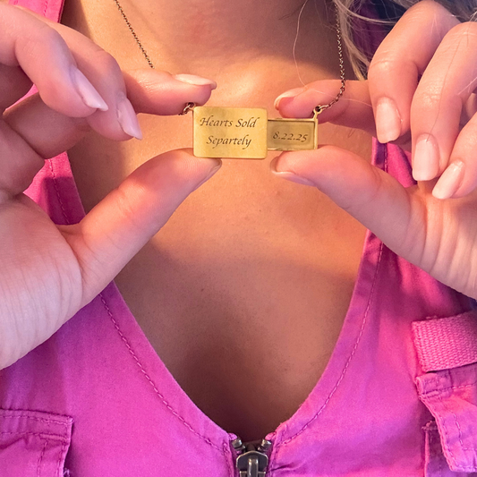 Post Card Necklace on Women Opening the Necklace