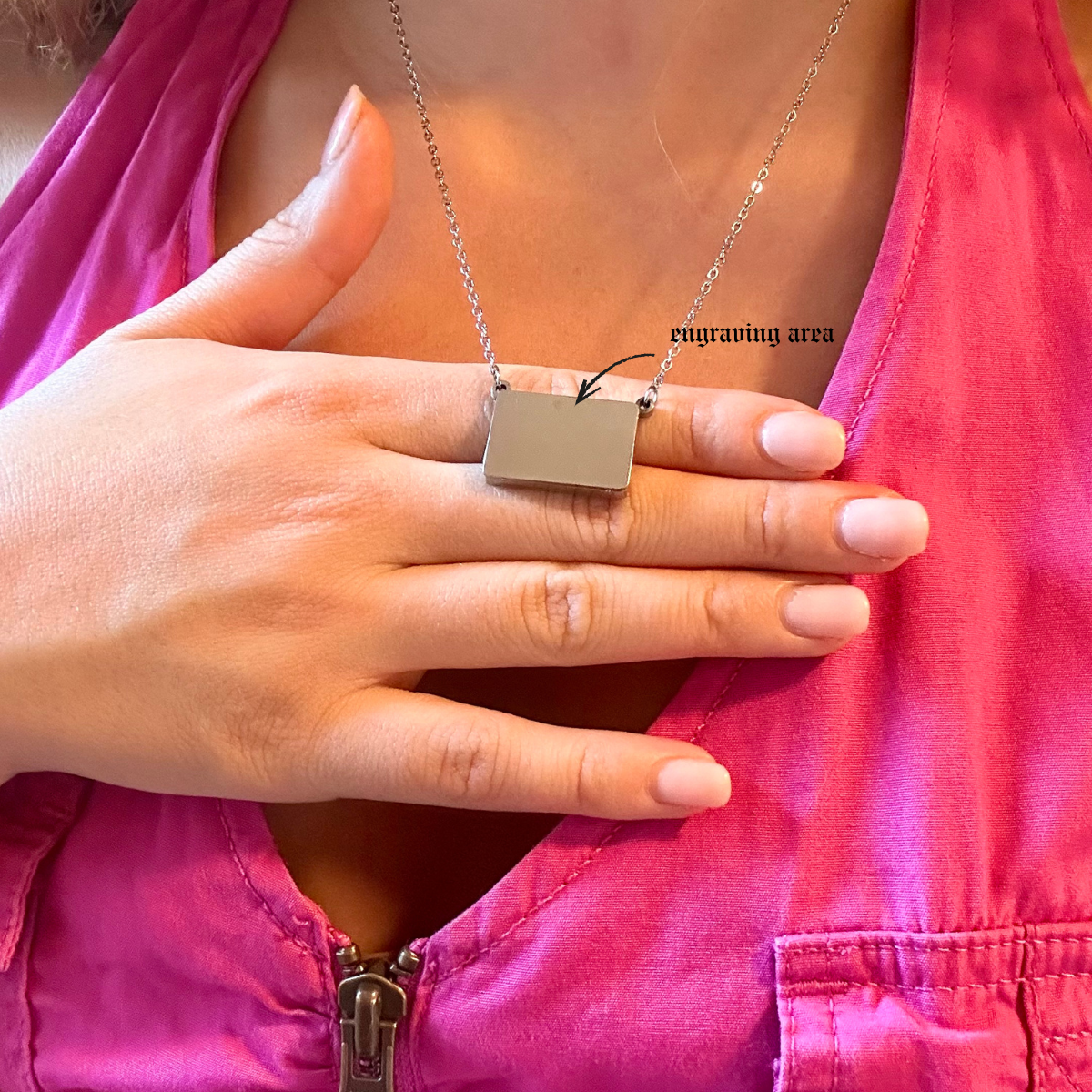 Post Card Necklace Blank Closed View on Necklace