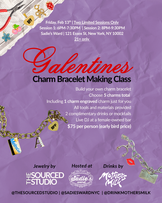 Galentine’s Charm Bracelet Making Class NYC | Engraving + Drinks