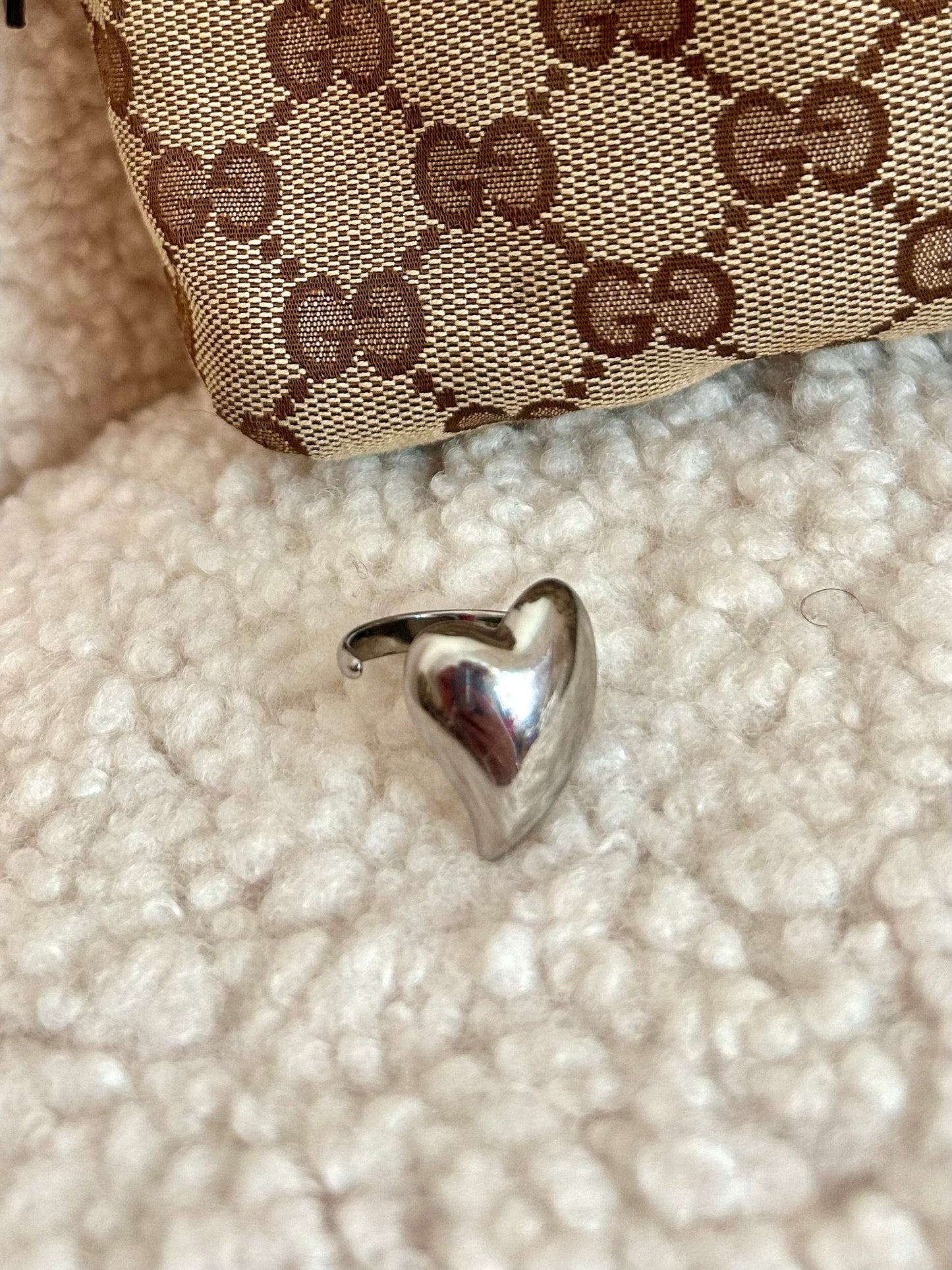 Chunky Heart Ring, Silver