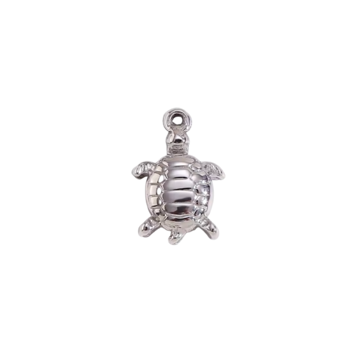 Mini Turtle Charm, Silver - Add to Custom Necklace or Bracelet