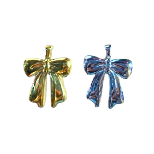 Large Bow Charm, Gold - Add to Custom Necklace or Bracelet