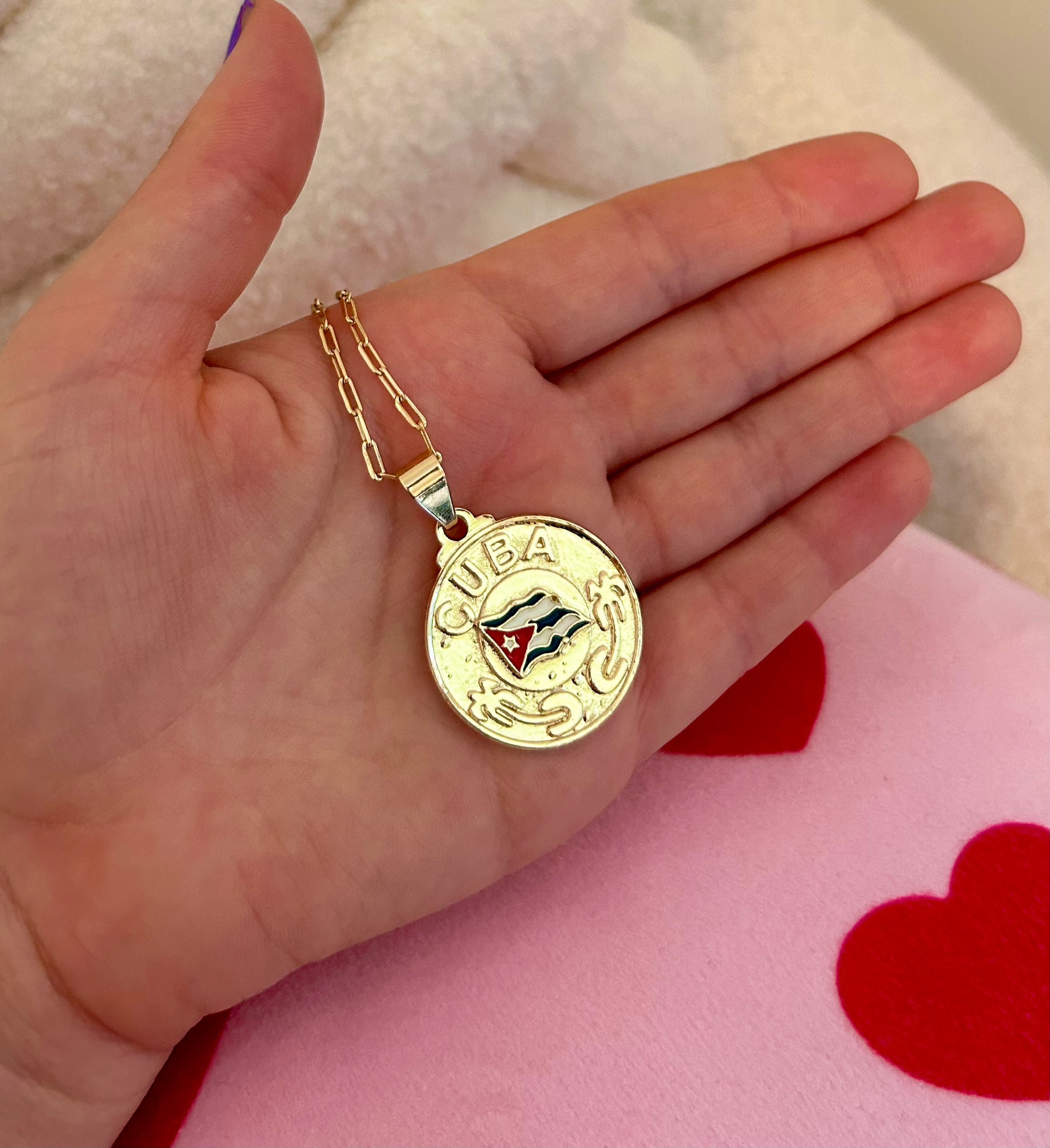 Latinx pride necklace with Cuba map charm