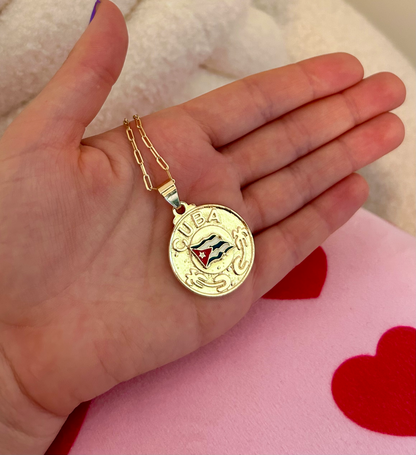 Latinx pride necklace with Cuba map charm