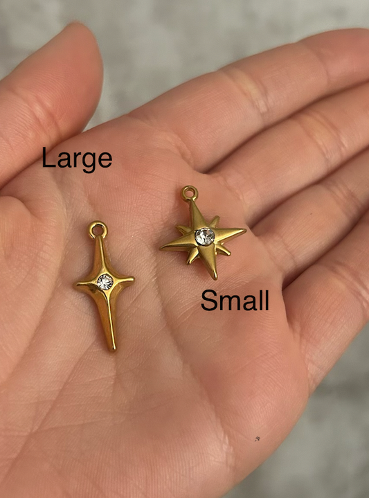 Star Charms, Gold - Add to Custom Necklace or Bracelet