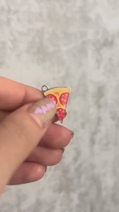 Pizza Charm Gold and Silver - Add to Custom Necklace or Bracelet