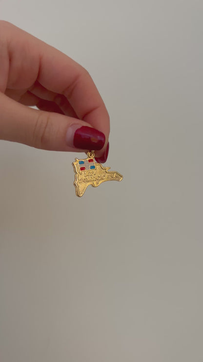 Dominican Republic Map Charm, Engravable - Add to Custom Necklace or Bracelet