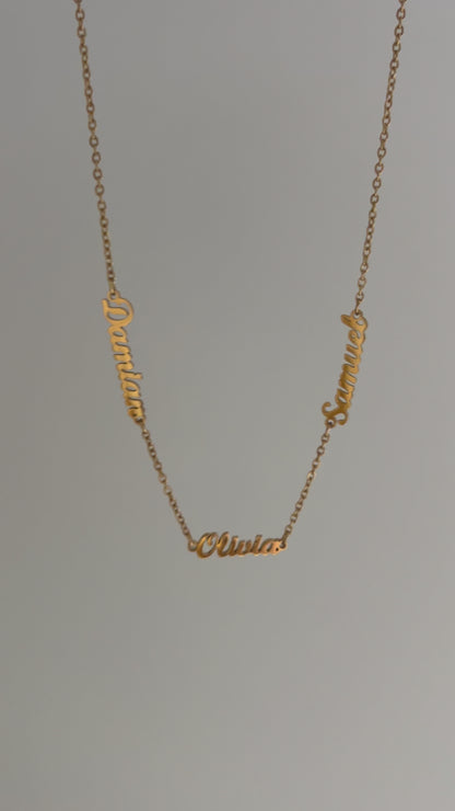 Custom Three Name Necklace – Gold or Silver Personalized Name Chain