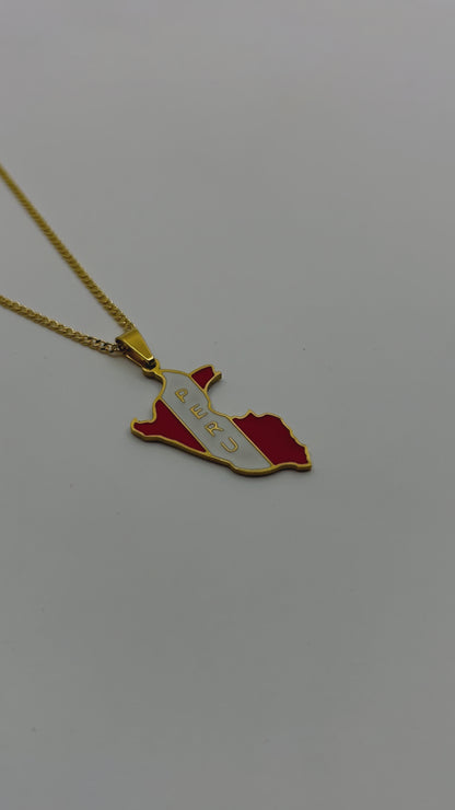 Flat lay of Peru heritage necklace with personal engraving option