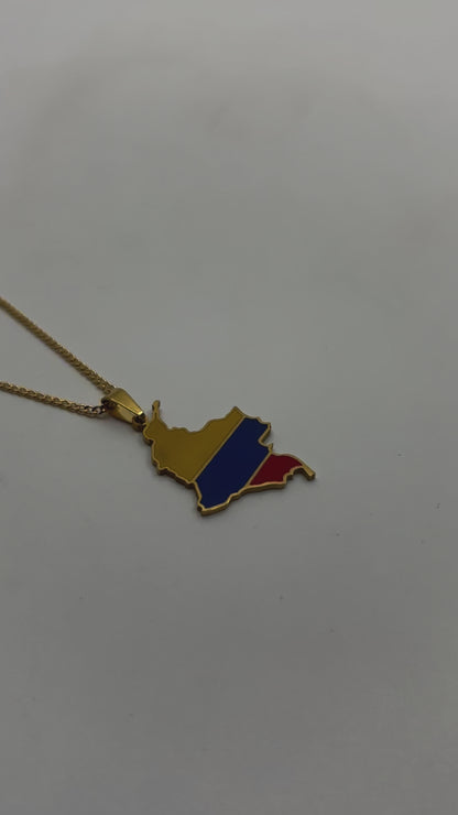 Colombia Flag Necklace – Gold Stainless Steel Latinx Pride Jewelry