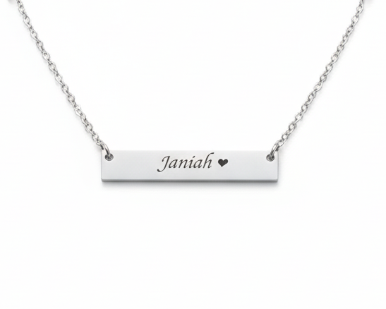 Engraved Bar Necklace, Gold or Silver, Stainless Steel