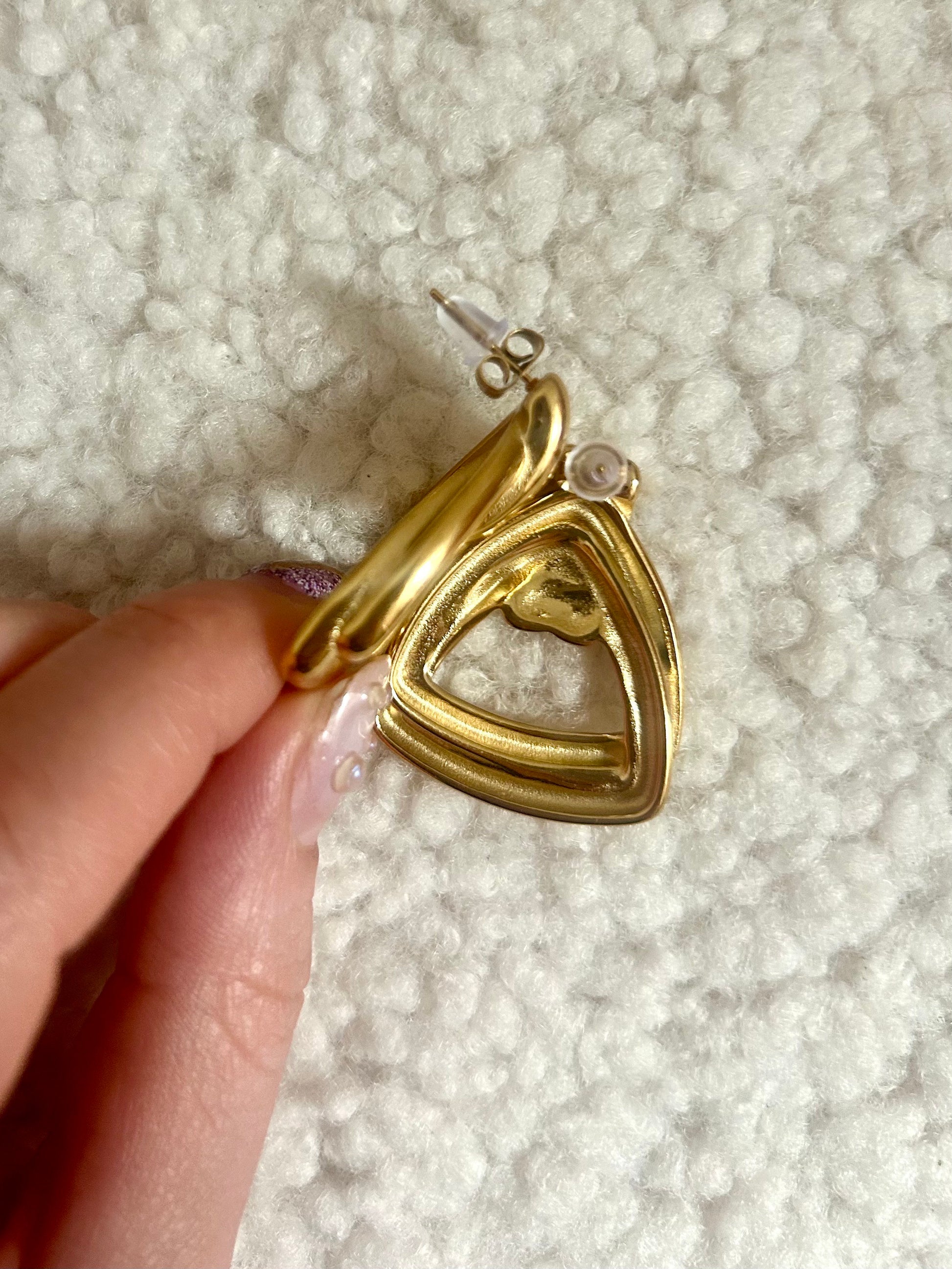 vintage gold stud earrings back side